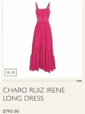 Charo Ruiz Fuchsia Eyelet Maxi Dress